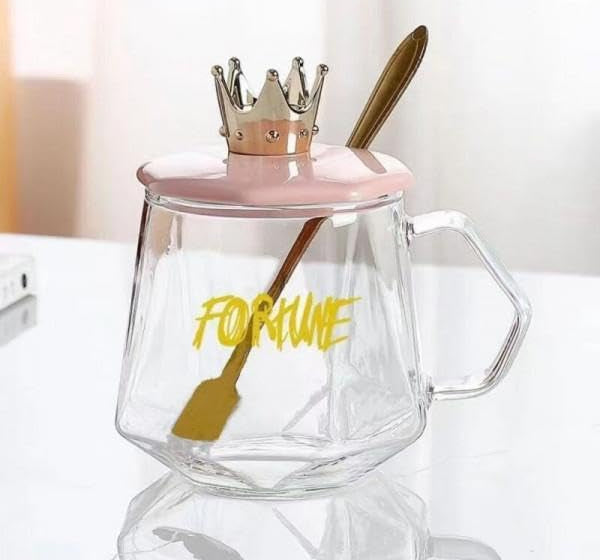 Golden Crown Sugar Pot with Lid &amp; Spoon Elegant Storage Jar