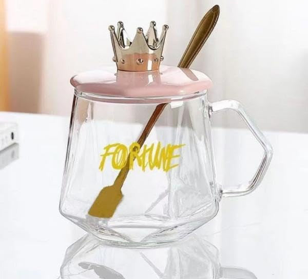 Golden Crown Sugar Pot with Lid &amp; Spoon Elegant Storage Jar