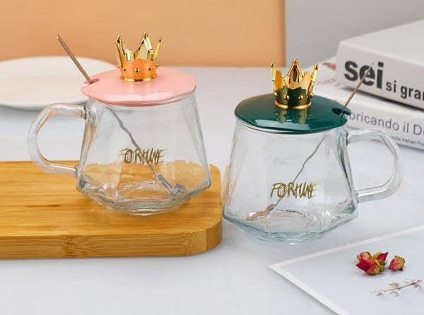 Golden Crown Sugar Pot with Lid &amp; Spoon Elegant Storage Jar
