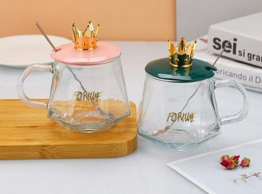 Golden Crown Sugar Pot with Lid &amp; Spoon Elegant Storage Jar