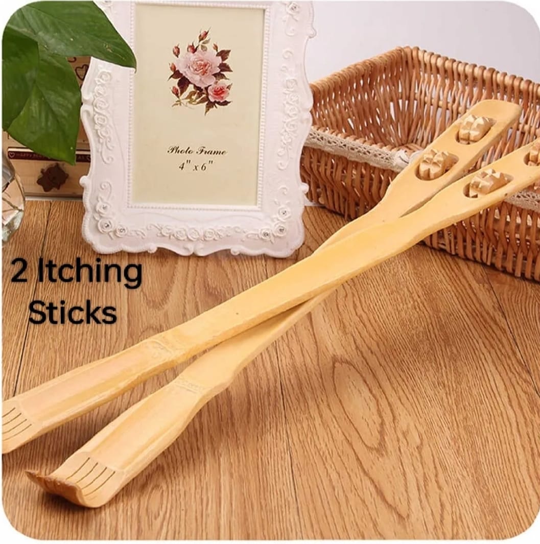 2 Pcs Wooden Back Scratcher &amp; Massage Stick Long Handle Backscratching