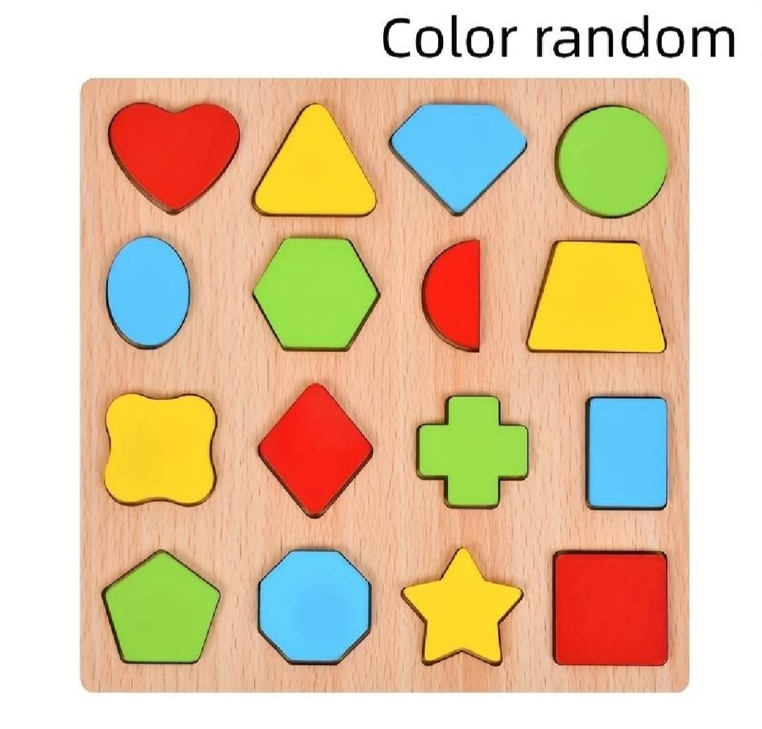 Colorful Geometric Shapes Wooden Cognitive Board Puzzle Educational Learning Toy for - CheckNpays