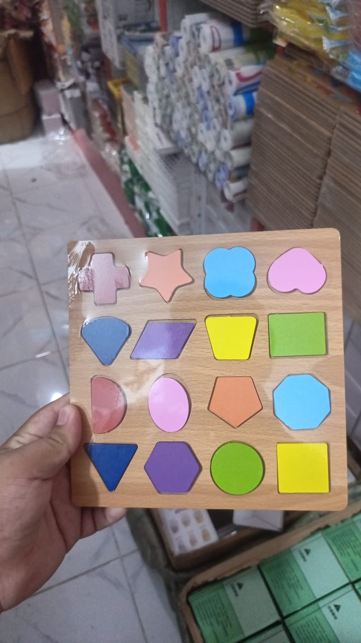 Colorful Geometric Shapes Wooden Cognitive Board Puzzle Educational Learning Toy for - CheckNpays