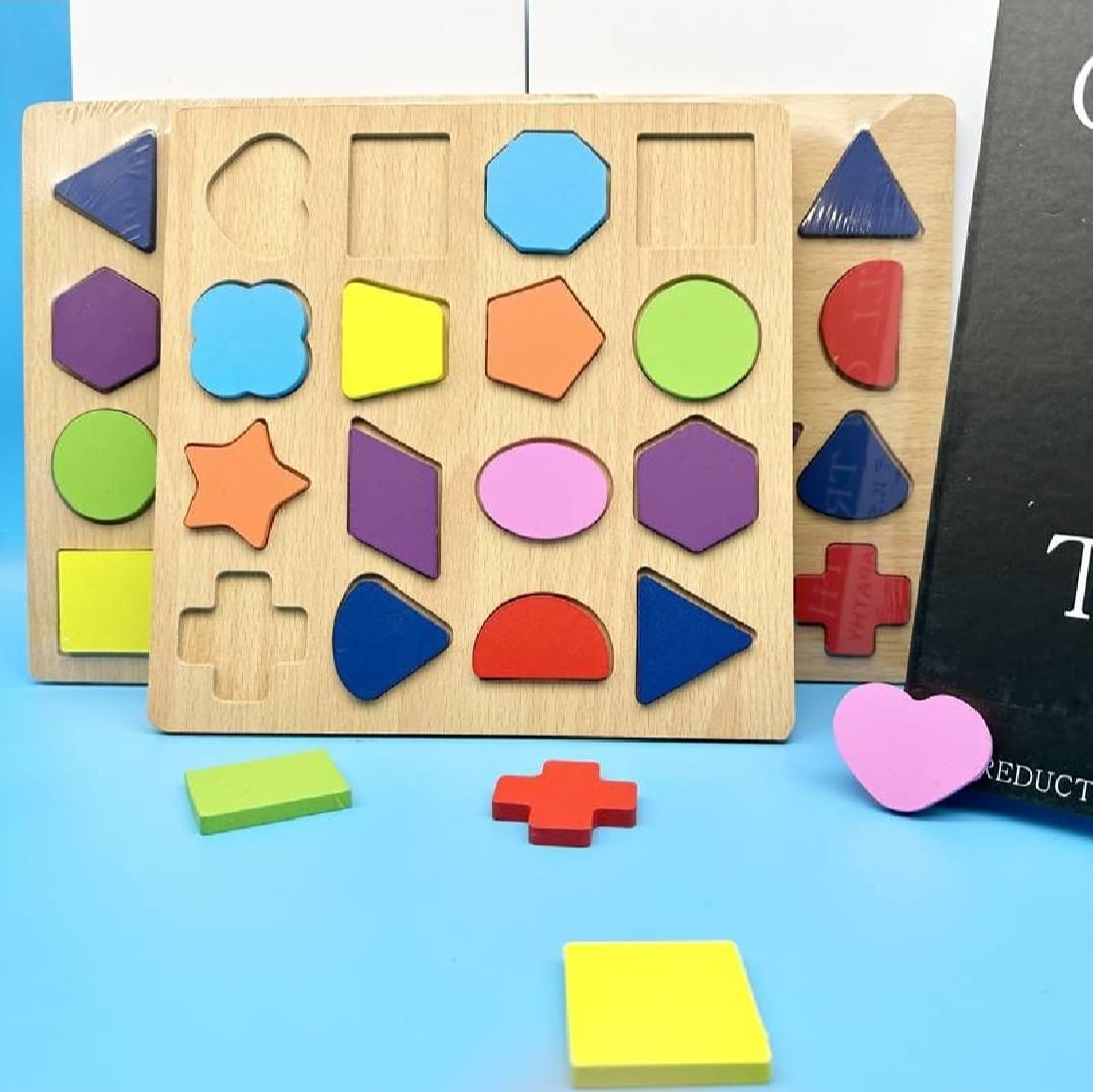 Colorful Geometric Shapes Wooden Cognitive Board Puzzle Educational Learning Toy for - CheckNpays