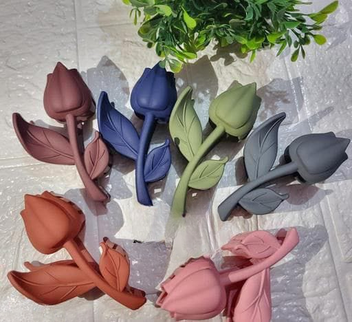 Rose Flower Hair Clips Stylish Matte Finish Rose-Shaped Claw Clips for