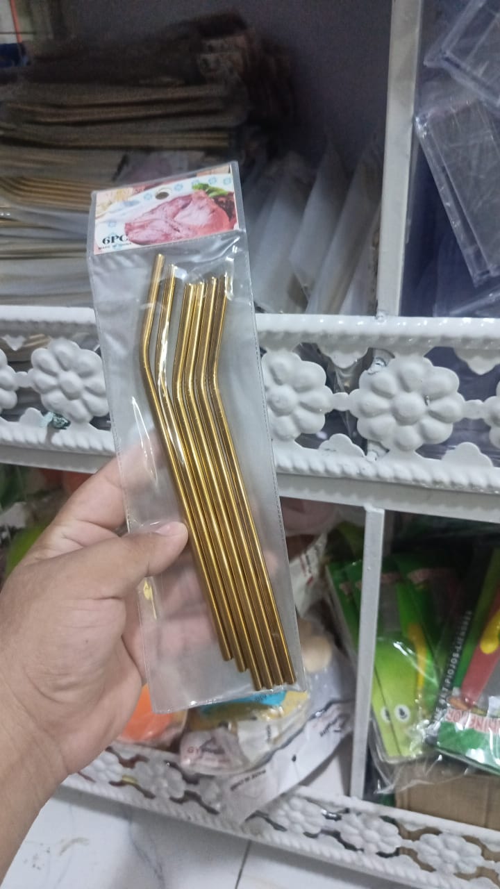 Set of 6 Colorful Reusable Metal Straws Stainless Steel Drinking Straws