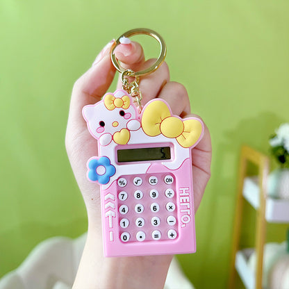 Mini Calculator Keychain Cute Pink Kawaii Cartoon Portable Calculator | School