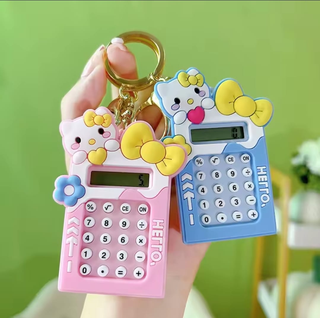 Mini Calculator Keychain Cute Pink Kawaii Cartoon Portable Calculator | School