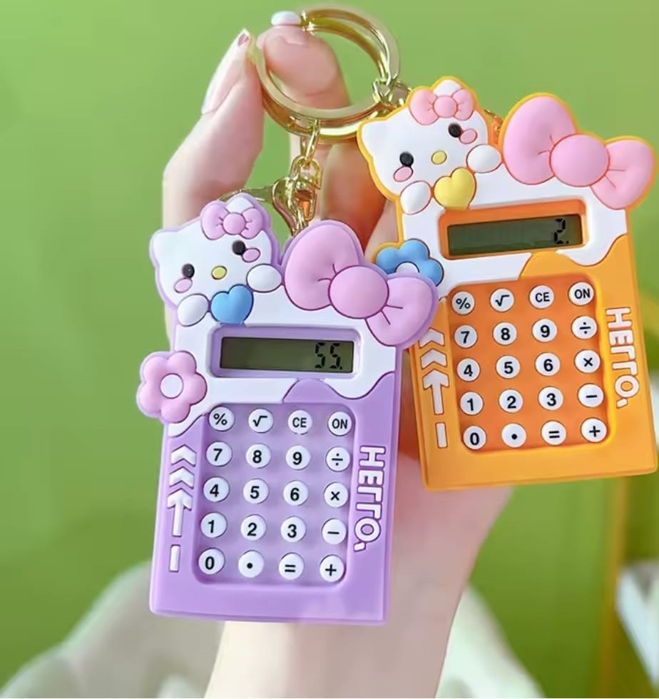 Mini Calculator Keychain Cute Pink Kawaii Cartoon Portable Calculator | School