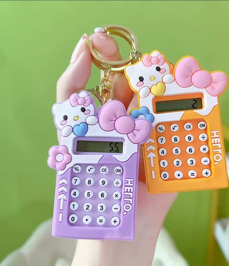 Mini Calculator Keychain Cute Pink Kawaii Cartoon Portable Calculator | School