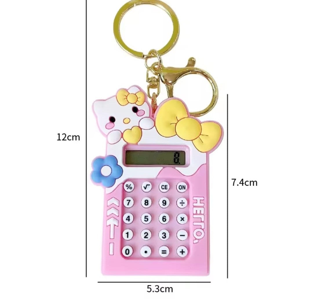 Mini Calculator Keychain Cute Pink Kawaii Cartoon Portable Calculator | School
