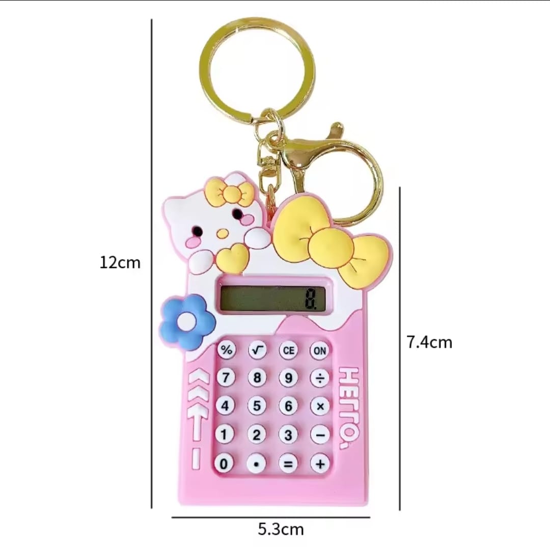 Mini Calculator Keychain Cute Pink Kawaii Cartoon Portable Calculator | School