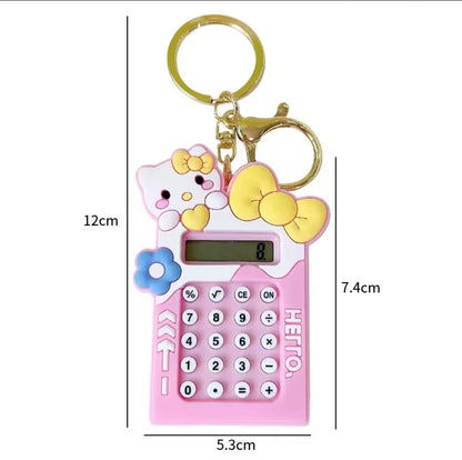 Mini Calculator Keychain Cute Pink Kawaii Cartoon Portable Calculator | School