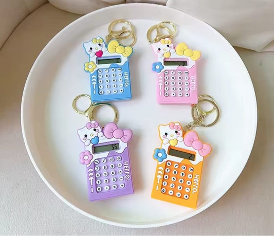 Mini Calculator Keychain Cute Pink Kawaii Cartoon Portable Calculator | School