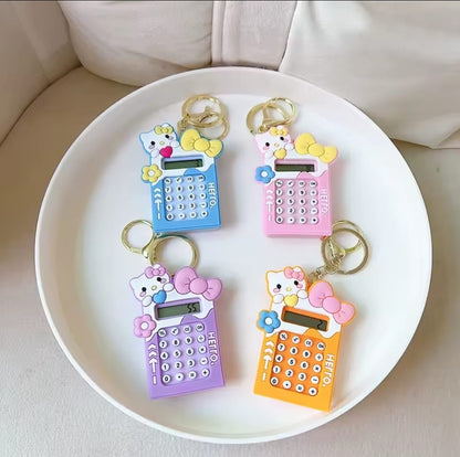 Mini Calculator Keychain Cute Pink Kawaii Cartoon Portable Calculator | School
