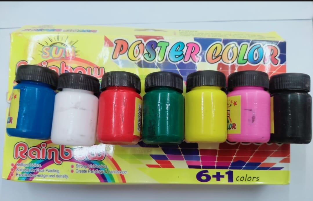 Poster Colours 6+1 Pack with Free Brush Multi-Purpose Watercolor Set for - CheckNpays