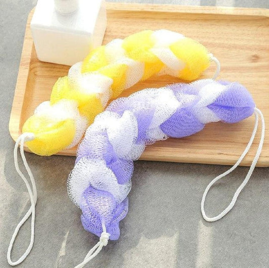 2PCs Wash Brush Bath Back Hanging Mesh Shower Sponge Soft Exfoliating