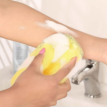 2PCs Wash Brush Bath Back Hanging Mesh Shower Sponge Soft Exfoliating