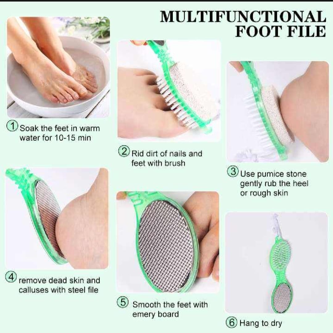 4-in-1 Pedicure Foot Filer Callus Remover, Pumice Stone, Nail Brush &amp; - CheckNpays
