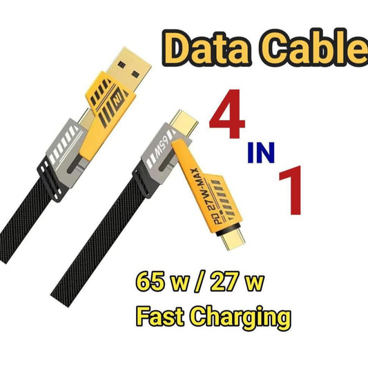 4-in-1 USB-C Fast Charging Cable 1M PD 65W/27W Steel Braided Multi