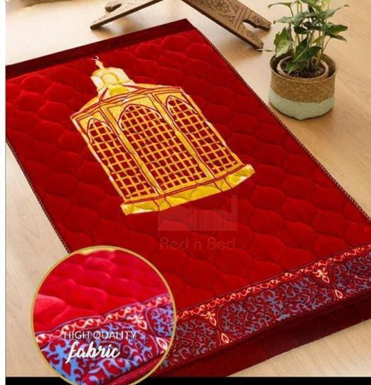 Luxury Velvet Embossed Prayer Mat Soft Comfortable Muslim Janamaz for Daily - CheckNpays