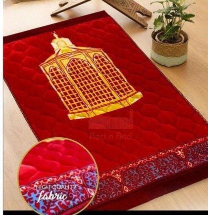 Luxury Velvet Embossed Prayer Mat Soft Comfortable Muslim Janamaz for Daily - CheckNpays