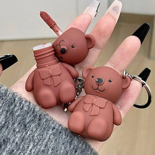 Teddy Bear Keychain Style Lip Gloss Cute &amp; Portable, Multicolor Shades