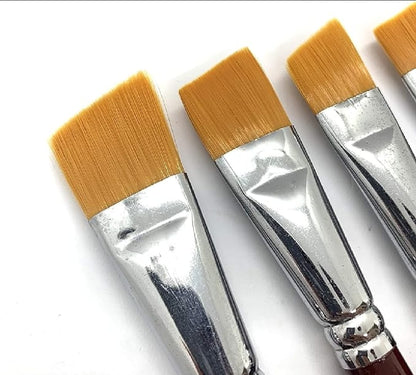 Pack of 6 Professional Angular Brush Set for Artists Wooden Handle
