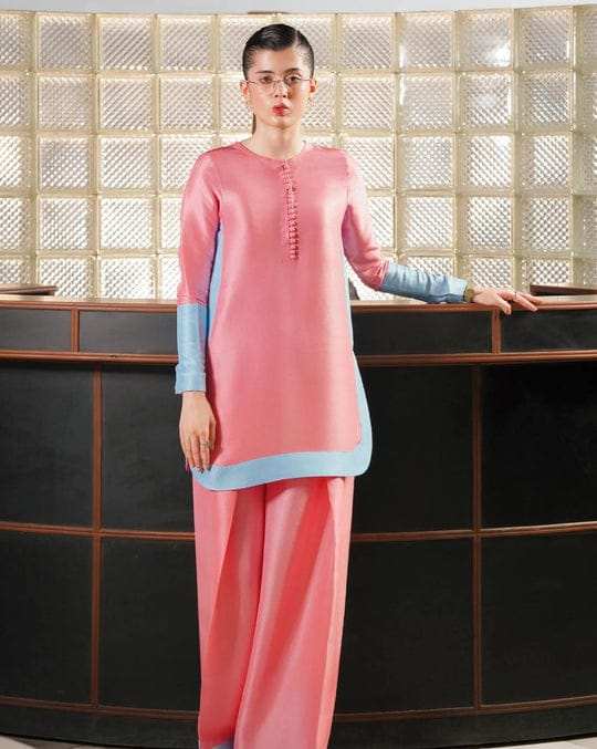 Rosy Glow Swiss Lawn Shirt Elegant Color Block Design for Women - CheckNpays