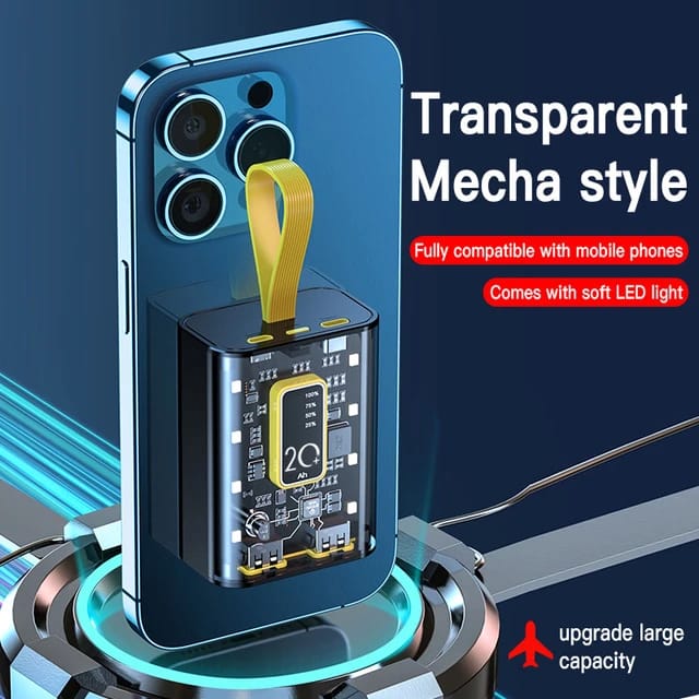 Mini Portable Transparent Power Bank 10,000 mAh (Random color)