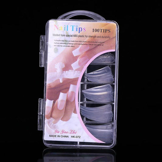 Nail Tips 100 Pcs / Transparent &amp; Natural Color Artificial Nails |