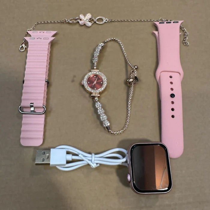 GM68 Ultra Mini Smartwatch + Quartz Bracelet Watch Combo | Wireless Charging