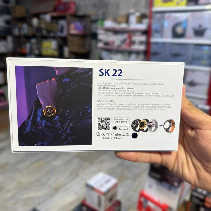 SK 22 Smartwatch With 2 Watch Body And 2 Stripes AMOLED Display