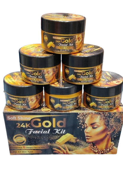 Soft Shine 24K Gold Facial Kit Whitening Facial Kit 6 steps Whitening