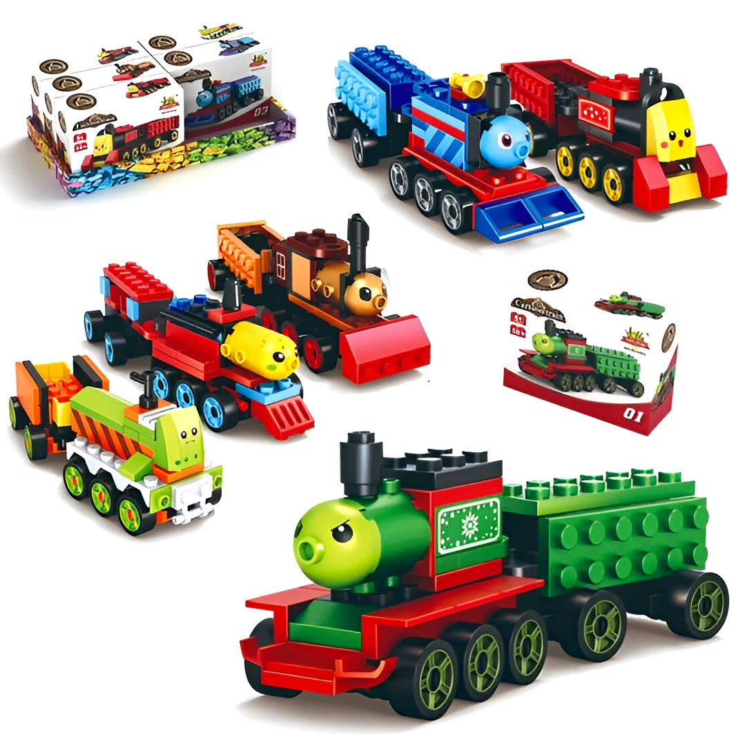 Pack Of 01 - Cartoon Train DIY Building Block Toy | Cartoon