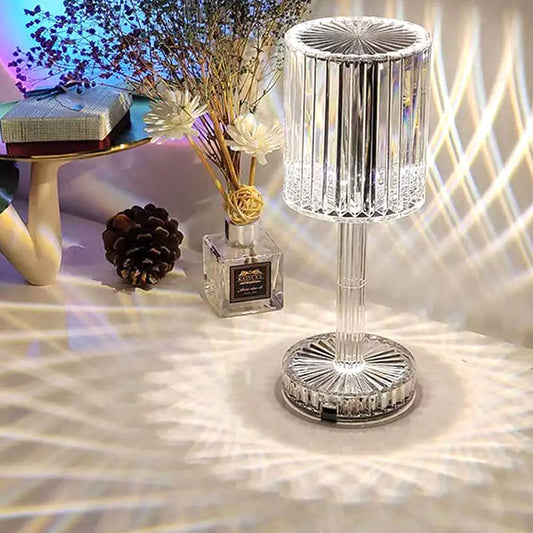 RGB Crystal Touch Table Lamp, LED Night Light Bedside Lamp with USB