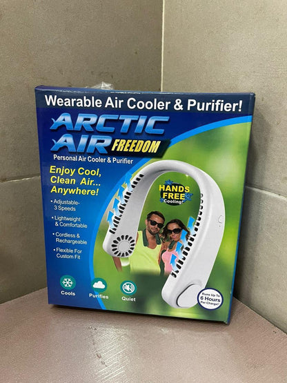 Wearable 3-Speed Neck Cooler, Small Fan for Outdoor &amp; Indoor Use, USB-Rechargeable