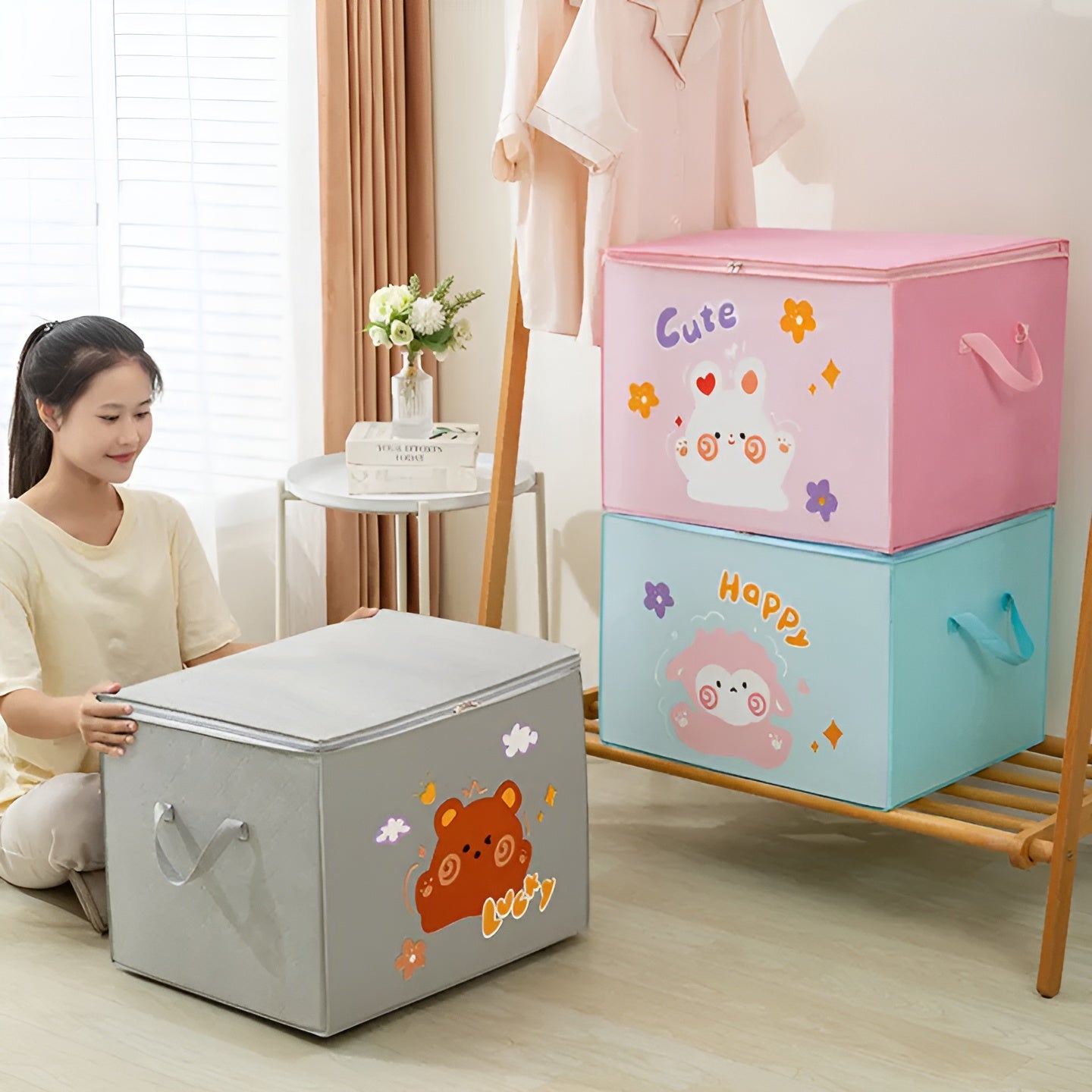 Lucky Teddy Bear Storage Bag - Clothes &amp; Toy Organizer | Cartoon