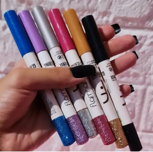 6-in-1 Eye Pencil &amp; Liquid Glitter Makeup Set Vibrant Shades for