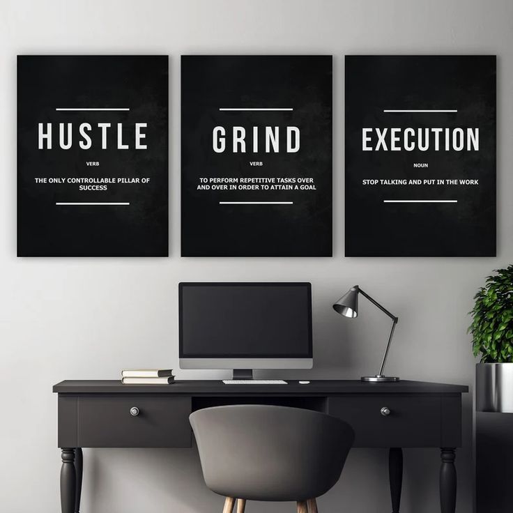 Set Of 3 Motivational Wooden Canvas Frames For Wall Decore / Sticky