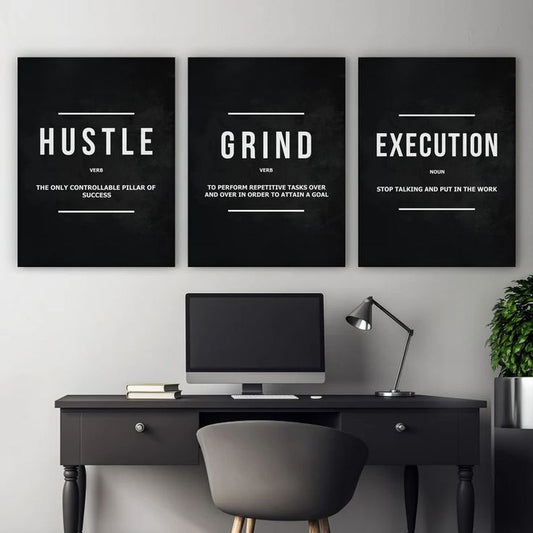 Set Of 3 Motivational Wooden Canvas Frames For Wall Decore / Sticky