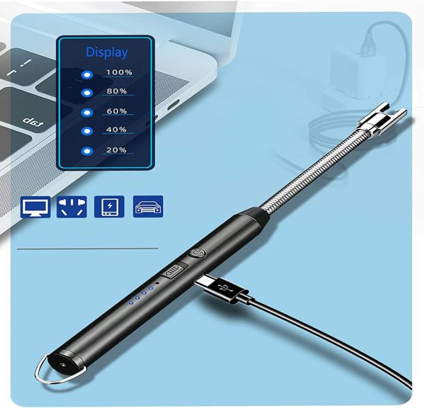 Arc Lighter With Usb Charging,flameless Windproof,led Battery Display,safety Switch,rotate 360 Degrees,for Arom