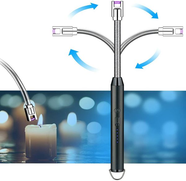 Arc Lighter With Usb Charging,flameless Windproof,led Battery Display,safety Switch,rotate 360 Degrees,for Arom
