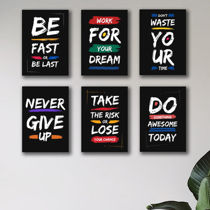 Pack of 6 Motivational sticky wooden frames for wall decore / sticky