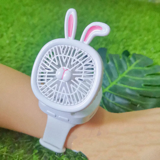 Rechargeable Portable Cartoon Style Children Watch Fan with RGB Light | Portable