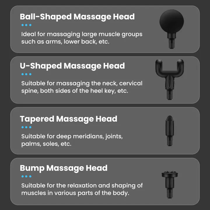 4 in 1 Multi-Function Vibration Massage Gun Professional Ultra Quiet Pain Relief