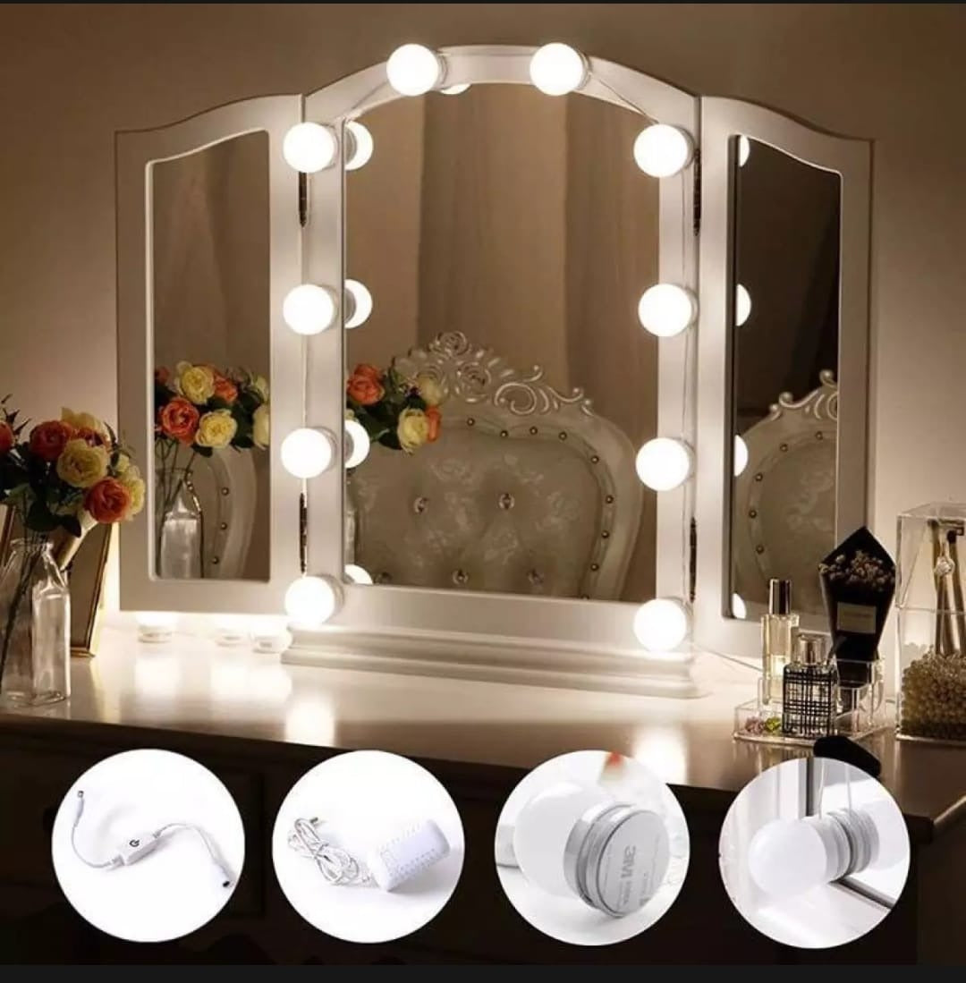 Vanity Light LED Bulbs for Makeup Mirror Stand 10 Bulbs with 3