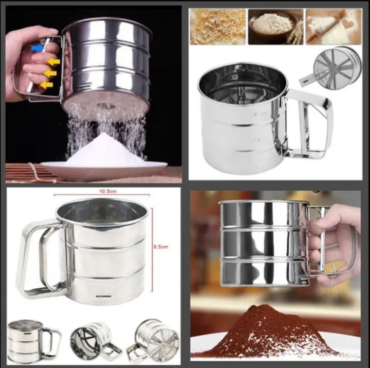 Flour Sifter, Stainless Steel Sifter for Baking, Double Layer Fine Mesh Baking
