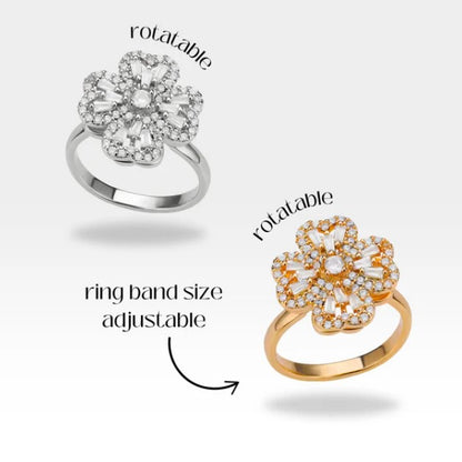 1 Piece Imported Dazzling Movable Floral Blossom Adjustable Rings - 2 Color 