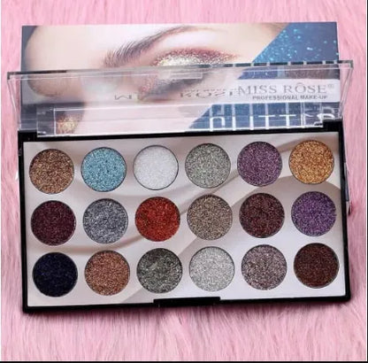 Miss Rose 18 Colors Sequins Glitter Powder High Gloss Pearly Eye shadow